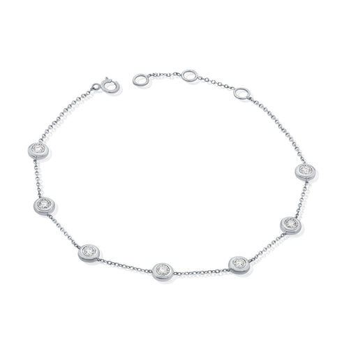 14K Gold & Diamond Bezel Set Station Bracelet - 0.21ct - 2