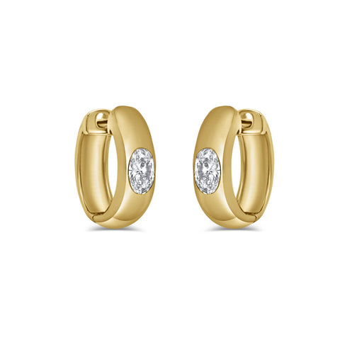14K Gold & Oval Cut Diamond Earrings - 0.63ct - 2
