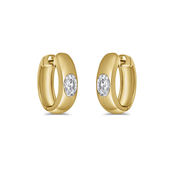 14K Gold & Oval Cut Diamond Earrings - 0.63ct - 2