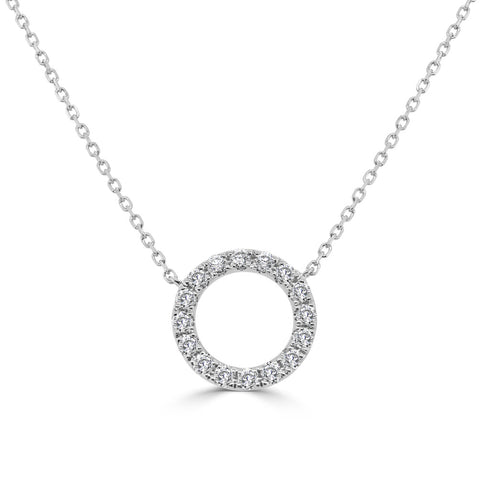 14k Gold & Diamond Open Circle Necklace - 0.58ct - 1