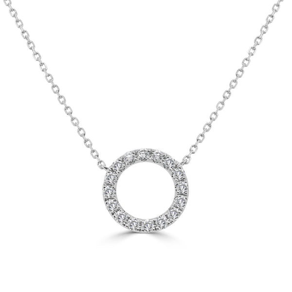 14k Gold & Diamond Open Circle Necklace - 0.58ct - 1