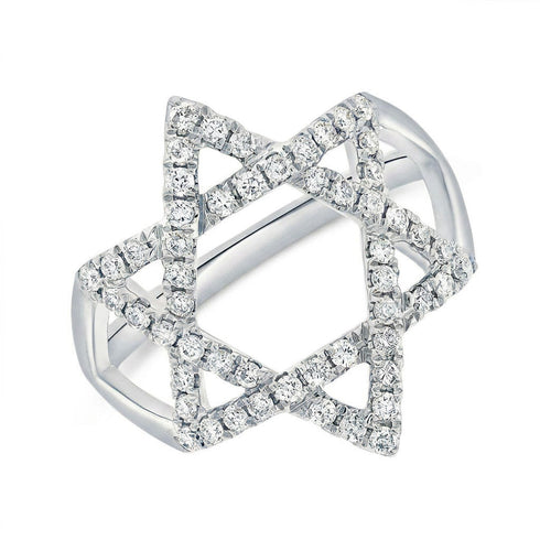 14K Gold Diamond Star of David Ring - 0.48c - 1