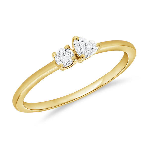 14K Gold & Diamond Two Stone Ring - 0.16ct - 2