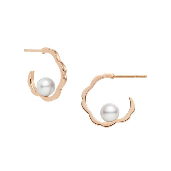 Cherry Blossom Collection Akoya Cultured Pearl Earrings in Pink Gold - 1