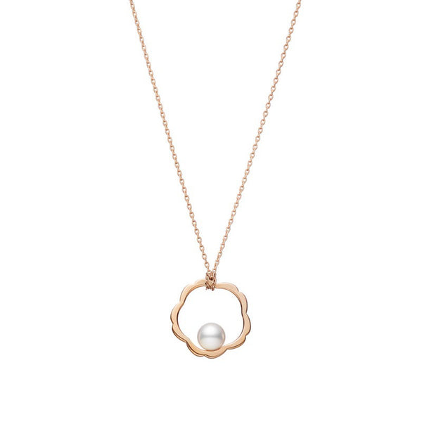 Cherry Blossom Akoya Cultured Pearl Pendant in Pink Gold - 1