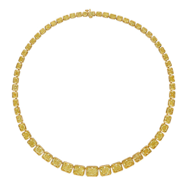 Graduated Yellow Diamond Bezel Set Necklace - 2