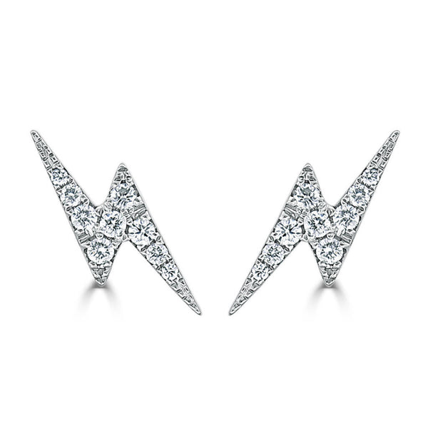 14k Gold & Diamond Lightning Bolt Stud Earrings- 0.13ct. - 2