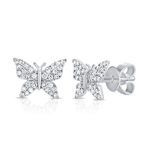 14k Gold & Diamond Butterfly Stud Earrings - 0.17ct - 1