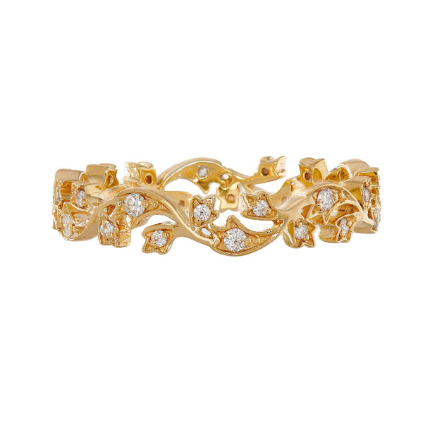 18K Gold Ivy White Diamond Stacking Ring - 1