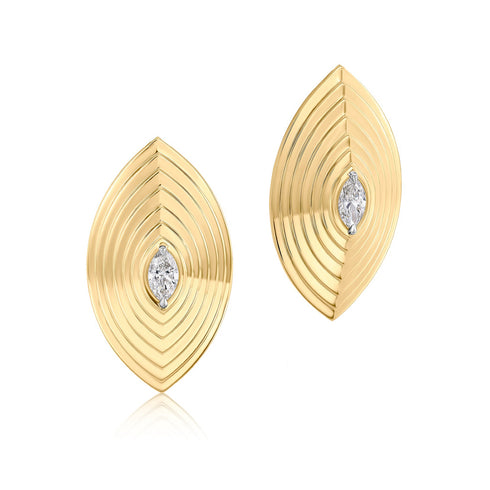 Marquise Shape Diamond Layered Studs - 1