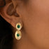 Emerald Cabochon Double N-S Oval Layered Earrings - 2