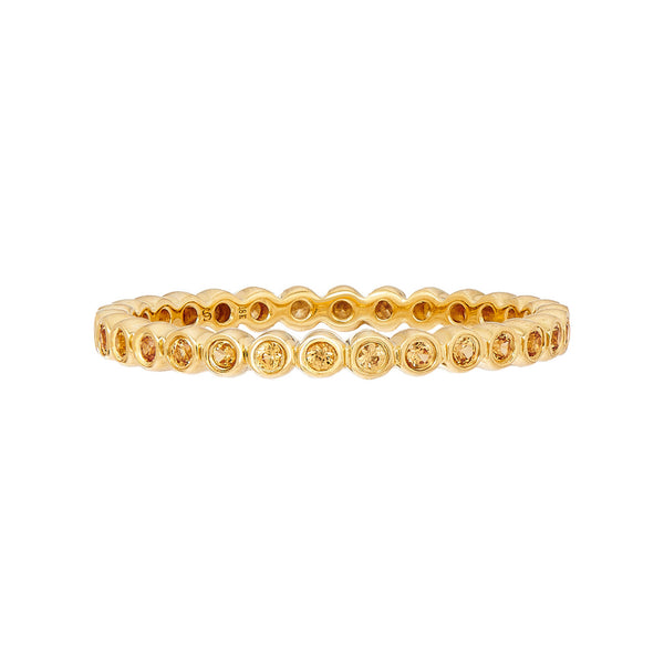18K Gold Mini Bezel Orange Sapphire Stacking Ring - 1
