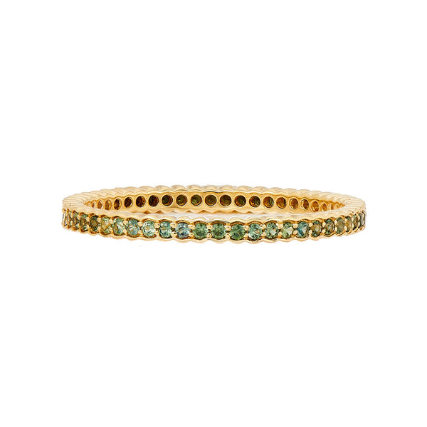 18K Gold Green Sapphire Scallop Stacking Ring - 1