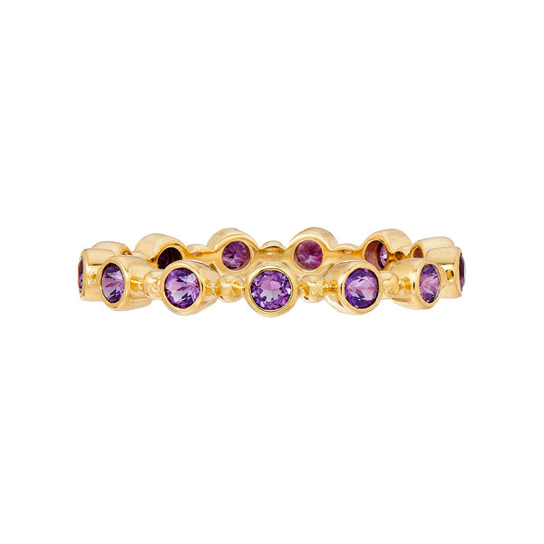 18K Gold Purple Sapphire Petit Bubble Stacking Ring - 1