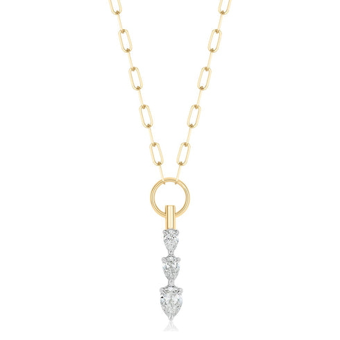Graduated Triple Pear Shape Diamond Necklace - 1