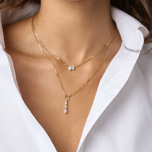 Graduated Triple Pear Shape Diamond Necklace - 2