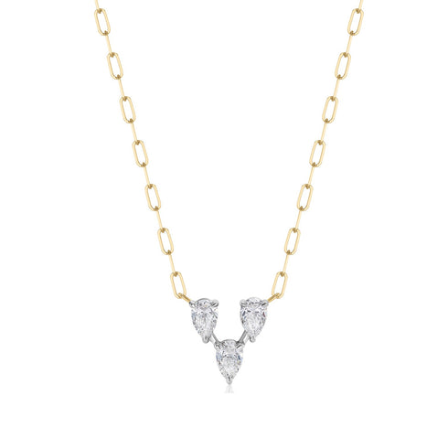 Pear Shape Diamond V-Necklace - 1