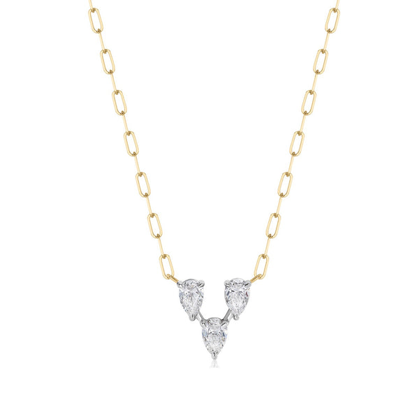 Pear Shape Diamond V-Necklace - 1