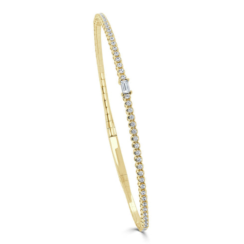 14K Gold Birthstone & Diamond Flexible Bangle - 0.54ct - 1