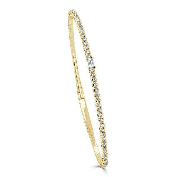 14K Gold Birthstone & Diamond Flexible Bangle - 0.54ct - 1