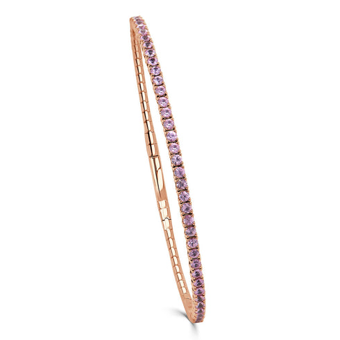 14K Gold & Pink Sapphire Flexible Bangle - 1.85ct - 1