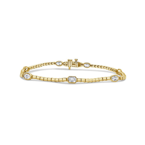 14K Gold Fancy-Shape Diamond Bracelet - 1.16ct - 1