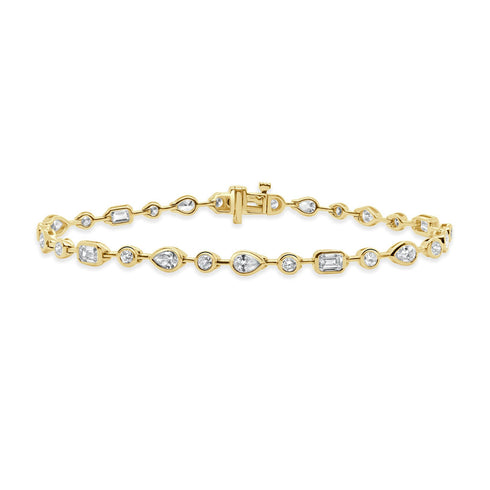 14K Gold Mix Shape Diamond Bracelet - 2.76ct - 1