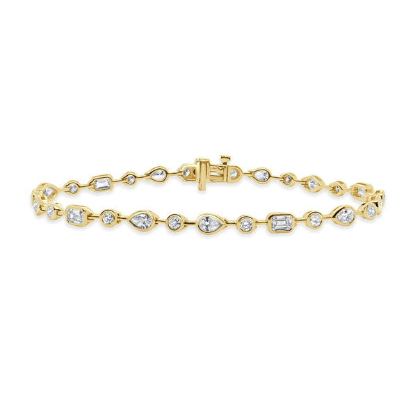 14K Gold Mix Shape Diamond Bracelet - 2.76ct - 1