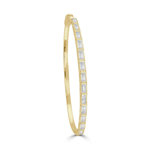 14K Gold & Diamond Baguette Bangle - 1.58ct - 1