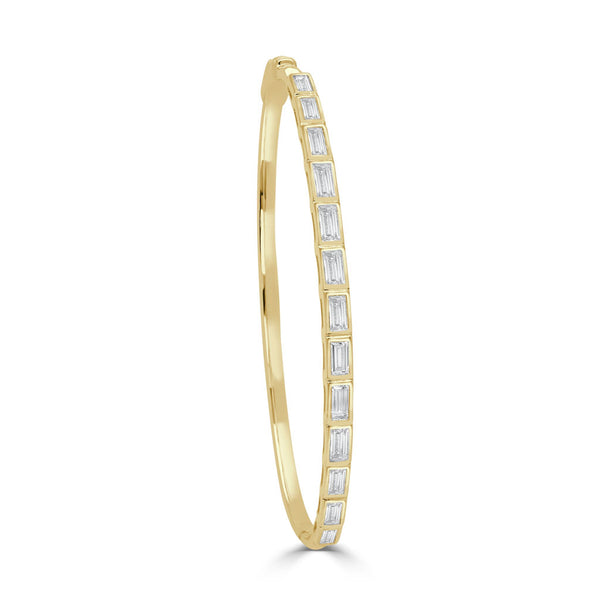 14K Gold & Diamond Baguette Bangle - 1.58ct - 1