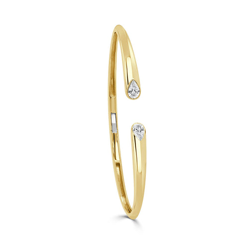 14K Gold & Pear Shape Diamond Bangle - 0.45ct - 1