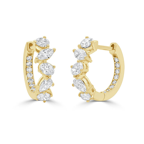 14K Gold & Diamond Mixed-Shape Hoop - 1.20ct - 1