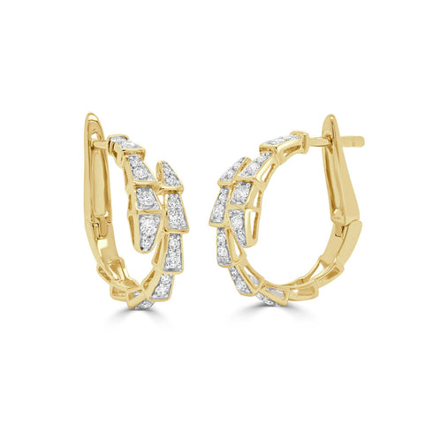 14K Gold & Diamond Snake Inspired Hoop - 0.30ct - 1