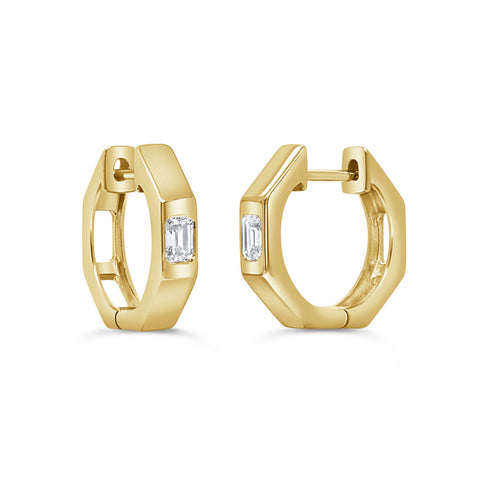 14K Gold & Emerald-Cut Diamond Earrings - 0.31ct - 1