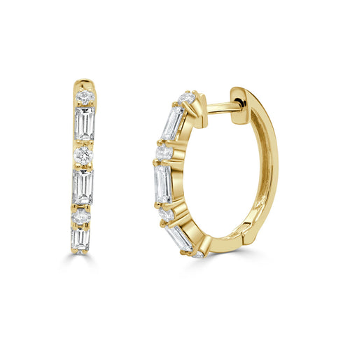 14K Gold & Diamond Huggie Earrings - 0.35ct - 1