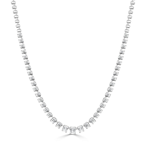 14K Gold & Emerald Cut Diamond Necklace - 4.00ct - 1