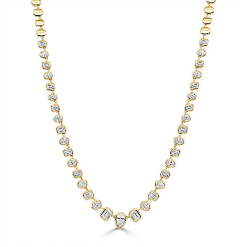 14K Gold & Mix Shape Diamond Necklace - 3.44ct - 1