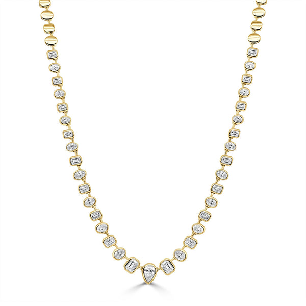 14K Gold & Mix Shape Diamond Necklace - 3.44ct - 1