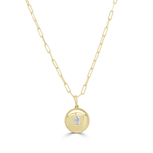 14K Gold & Emerald-Cut Diamond Medallion Necklace - 0.26ct - 1