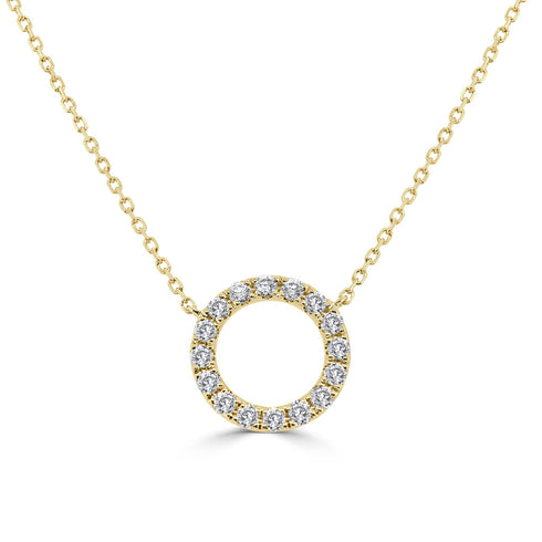 14k Gold & Diamond Open Circle Necklace - 0.58ct - 2