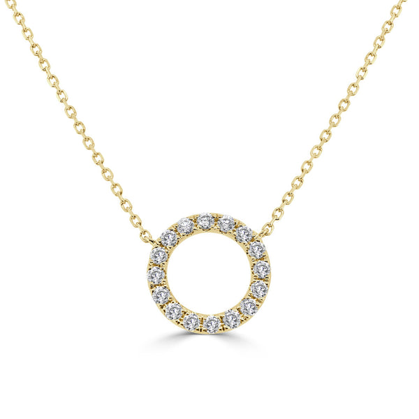 14k Gold & Diamond Open Circle Necklace - 0.58ct - 2