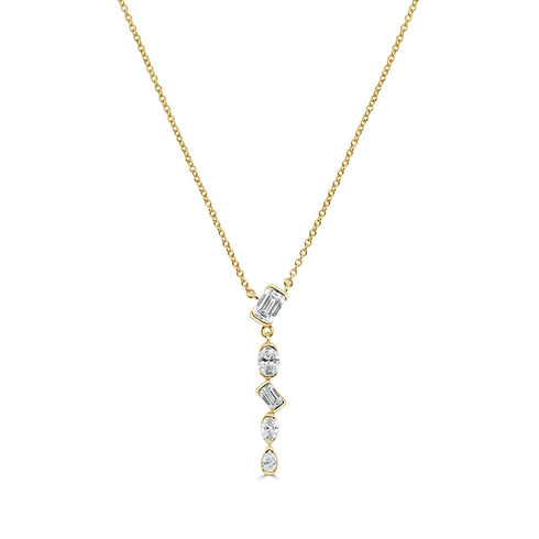 14K Gold Mixed Fancy Shaped Diamond Necklace - 0.65ct - 1