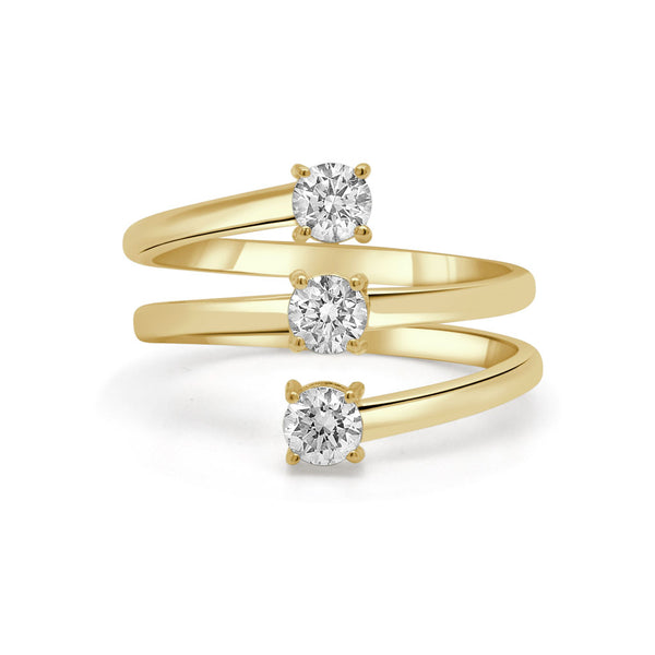 14K Gold & 3-Stone Diamond Ring - 0.60ct - 1