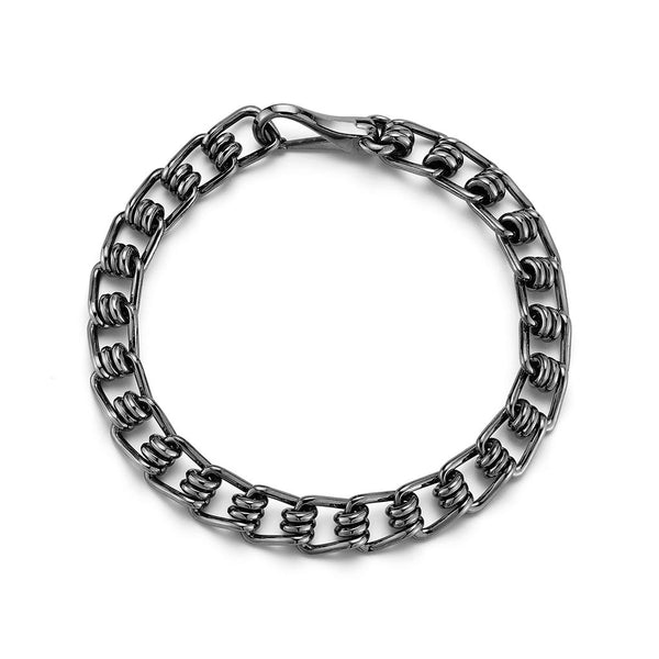 Huxley Black Sterling Silver And Black Rhodium Coil Link Bracelet - 1