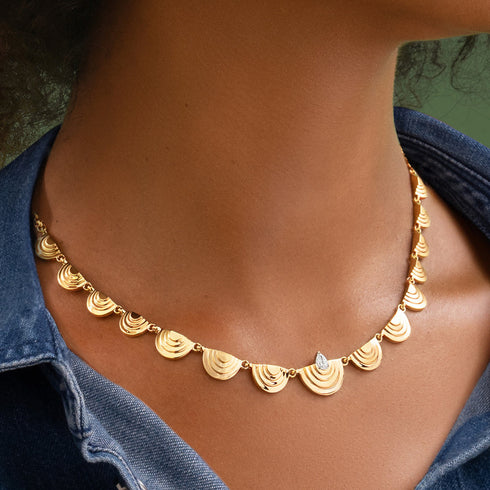 Pear Shape Diamond Layered Demi Station Necklace - 2