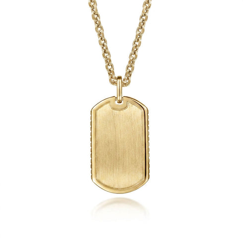 Bujukan 14K Yellow Gold Dog Tag Pendant Necklace - 1