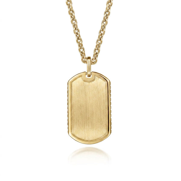 Bujukan 14K Yellow Gold Dog Tag Pendant Necklace - 1