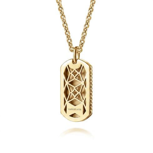Bujukan 14K Yellow Gold Dog Tag Pendant Necklace - 2