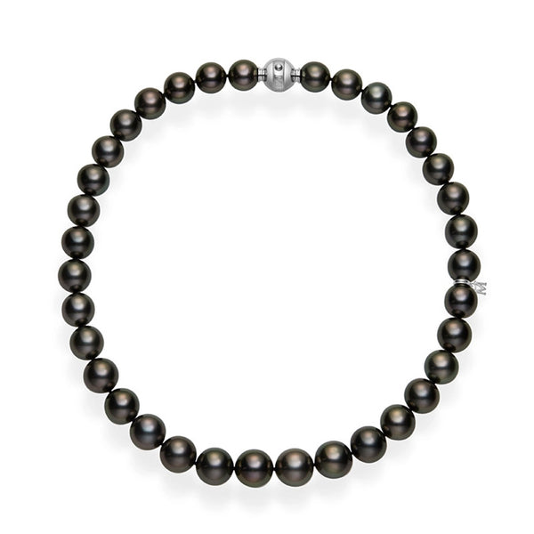 Black South Sea Cultured Pearl Necklace with 18K White Gold Clasp - 1
