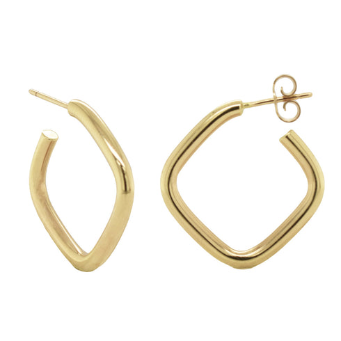 14k Gold Open Square Hoop Earrings - 1
